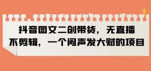 抖音图文二创带货,无直播,不剪辑,一个闷声发大财的项目【揭秘】-鱼梓小栈