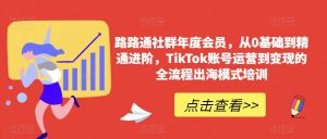 路路通社群年度会员，从0基础到精通进阶，TikTok账号运营到变现的全流程出海模式培训-鱼梓小栈