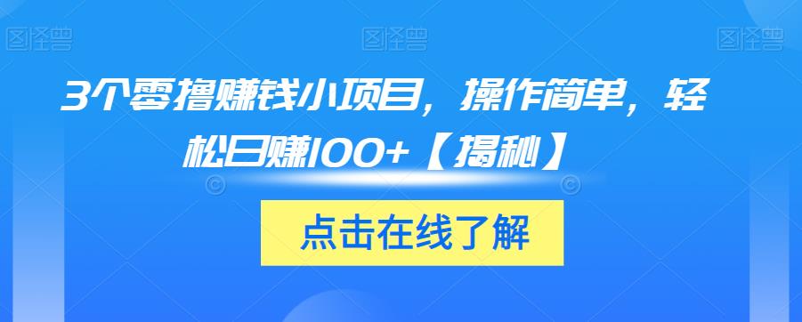 3个零撸赚钱小项目，操作简单，轻松日赚100+【揭秘】-鱼梓小栈