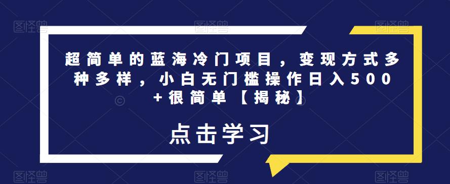 超简单的蓝海冷门项目，变现方式多种多样，小白无门槛操作日入500+很简单【揭秘】-鱼梓小栈