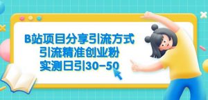 B站项目分享引流方式，引流精准创业粉，实测日引30-50【揭秘】-鱼梓小栈