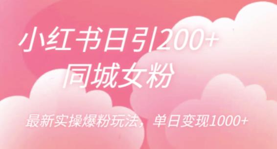 小红书日引200+同城女粉，最新实操爆粉玩法，单日变现1000+【揭秘】-鱼梓小栈