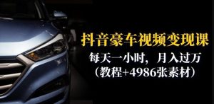 抖音豪车视频变现分享课：每天一小时，月入过万（教程+4986张素材）-鱼梓小栈