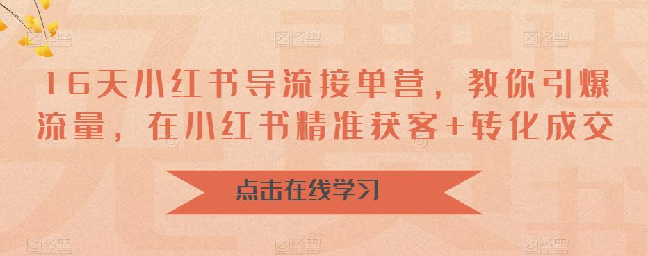 16天小红书导流接单营，教你引爆流量，在小红书精准获客+转化成交-鱼梓小栈