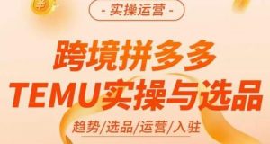 伍跃·跨境拼多多TEMU实操与选品，​趋势/选品/运营/入住（27节完整）-鱼梓小栈