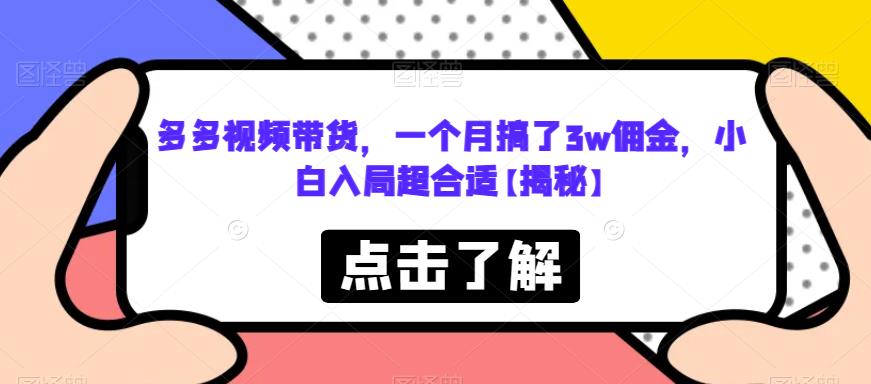 多多视频带货，一个月搞了3w佣金，小白入局超合适【揭秘】-鱼梓小栈