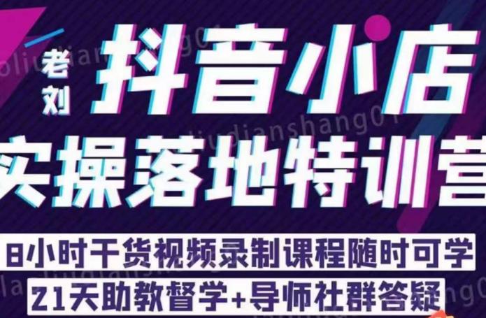 老刘·抖店商品卡流量，​抖音小店实操落地特训营，8小时干货视频录制课程随时可学-鱼梓小栈