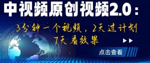 中视频原创视频2.0：3分钟一个视频，2天过计划，7天看效果【揭秘】-鱼梓小栈