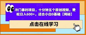 冷门暴利项目，十分钟五个原创视频，轻松日入600+，适合小白0基础【揭秘】-鱼梓小栈