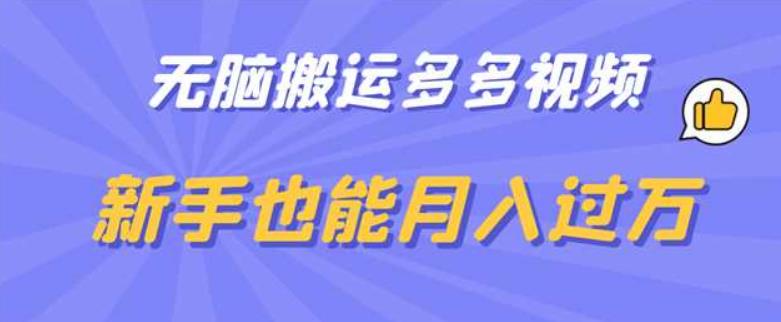 无脑搬运多多视频，新手也能月入过万【揭秘】-鱼梓小栈
