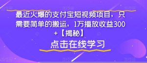 最近火爆的支付宝短视频项目,只需要简单的搬运,1万播放收益300+【揭秘】-鱼梓小栈