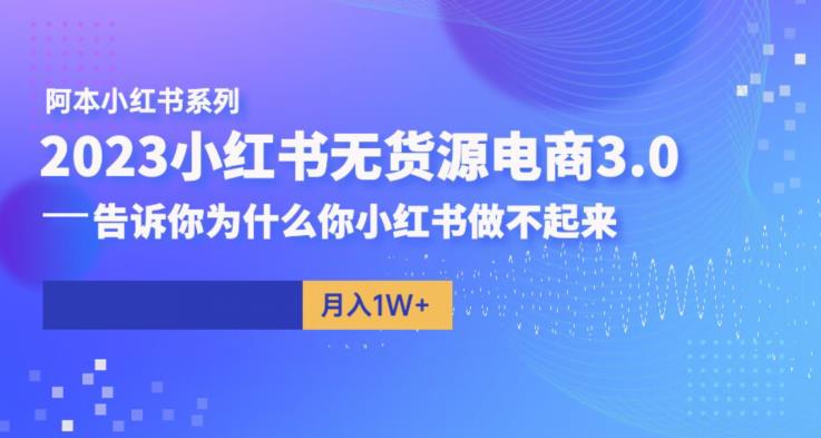 阿本小红书无货源电商3.0，告诉你为什么你小红书做不起来-鱼梓小栈