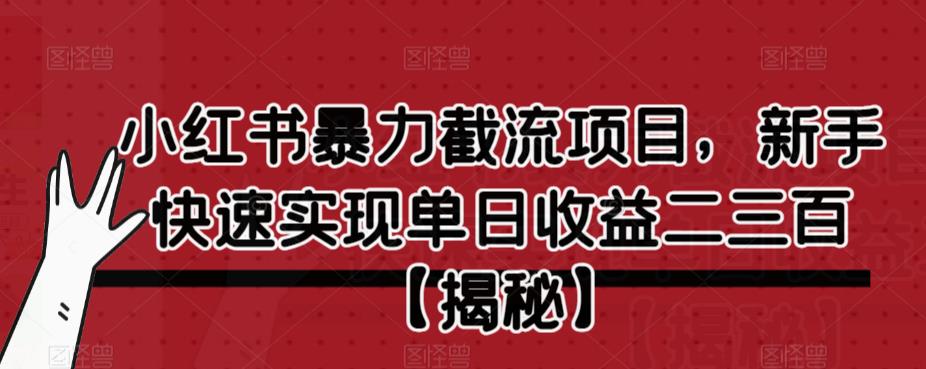 小红书暴力截流项目，新手快速实现单日收益二三百【仅揭秘】-鱼梓小栈