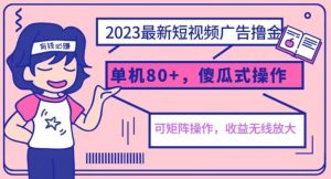 2023最新玩法短视频广告撸金，亲测单机收益80+，可矩阵，傻瓜式操作，小白可上手【揭秘】-鱼梓小栈