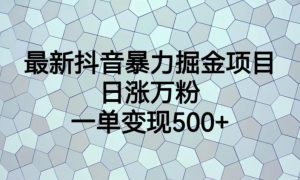 最新抖音暴力掘金项目，日涨万粉，一单变现500+【揭秘】-鱼梓小栈