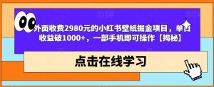 外面收费2980元的小红书壁纸掘金项目，单日收益破1000+，一部手机即可操作【揭秘】-鱼梓小栈