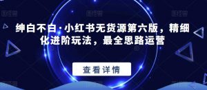 绅白不白·小红书无货源第六版，精细化进阶玩法，最全思路运营-鱼梓小栈