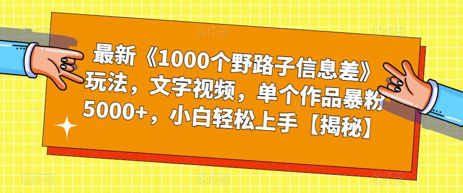 最新《1000个野路子信息差》玩法，文字视频，单个作品暴粉5000+，小白轻松上手【揭秘】-鱼梓小栈