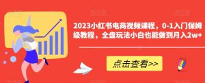 2023小红书电商视频课程，0-1入门保姆级教程，全盘玩法小白也能做到月入2w+-鱼梓小栈
