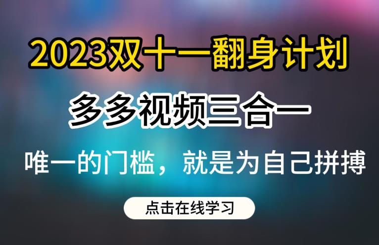 2023双十一翻身计划，多多视频带货三合一玩法教程【揭秘】-鱼梓小栈