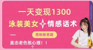 一天变现1300，泳装美女+情感话术，提供素材，无脑矩阵操作【揭秘】-鱼梓小栈