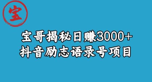 宝哥揭秘日赚3000+抖音励志语录号短视频变现项目-鱼梓小栈