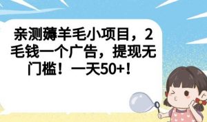 亲测薅羊毛小项目，2毛钱一个广告，提现无门槛！一天50+【揭秘】-鱼梓小栈