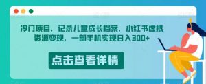 冷门项目，记录儿童成长档案，小红书虚拟资源变现，一部手机实现日入300+【揭秘】-鱼梓小栈