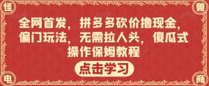 全网首发，拼多多砍价撸现金，偏门玩法，无需拉人头，傻瓜式操作保姆教程【揭秘】-鱼梓小栈