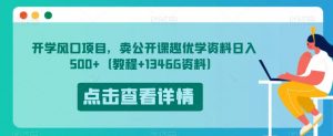 开学风口项目，卖公开课趣优学资料日入500+（教程+1346G资料）【揭秘】-鱼梓小栈