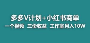 【蓝海项目】多多v计划+小红书商单一个视频三份收益工作室月入10w-鱼梓小栈