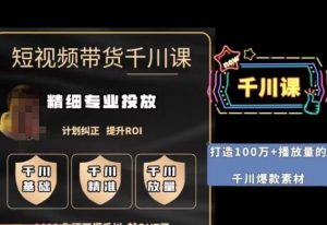 短视频带货-千川专业投放课，​精细化专业投放，计划纠正，提升ROI-鱼梓小栈