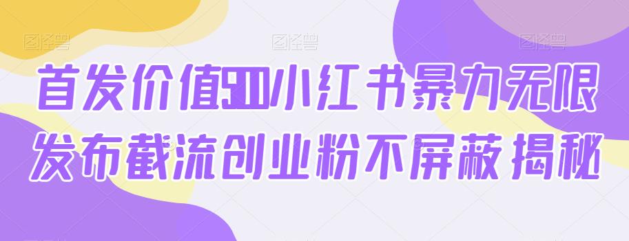 首发价值5100小红书暴力无限发布截流创业粉不屏蔽揭秘-鱼梓小栈