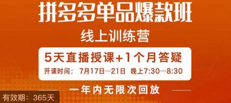 钟辰·拼多多单品爆款班，一个拼多多超级爆款养一个团队-鱼梓小栈