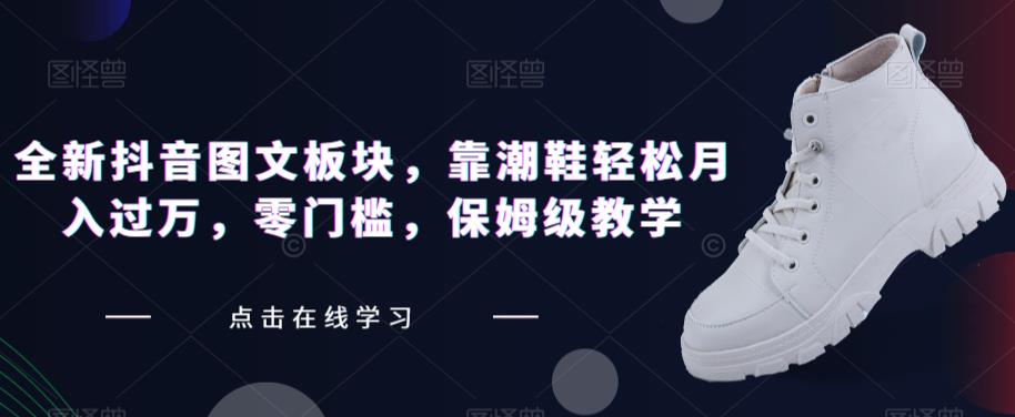全新抖音图文板块，靠潮鞋轻松月入过万，零门槛，保姆级教学【揭秘】-鱼梓小栈