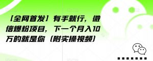【全网首发】有手就行,微信爆粉项目,下一个月入10万的就是你(附实操视频)【揭秘】-鱼梓小栈