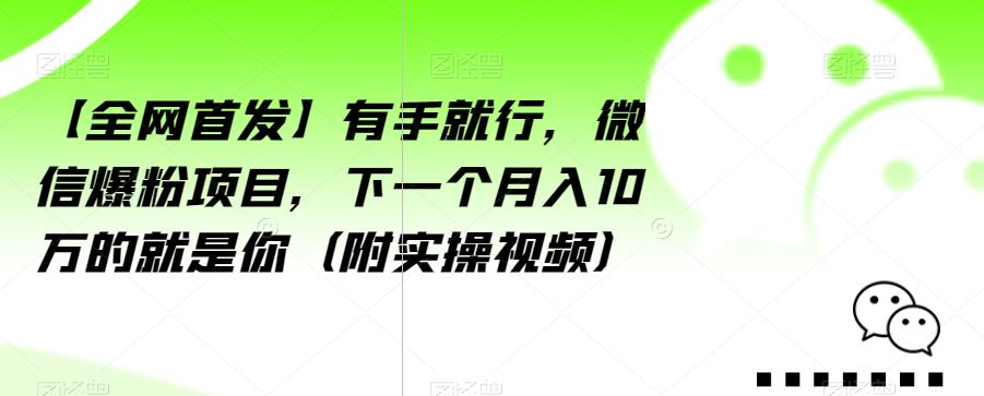 【全网首发】有手就行，微信爆粉项目，下一个月入10万的就是你（附实操视频）【揭秘】-鱼梓小栈