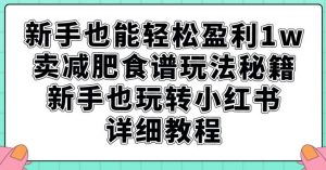 新手也能轻松盈利1w，卖减肥食谱玩法秘籍，新手也玩转小红书详细教程【揭秘】-鱼梓小栈