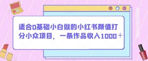 适合0基础小白做的小红书颜值打分小众项目，一条作品收入1000＋【揭秘】-鱼梓小栈