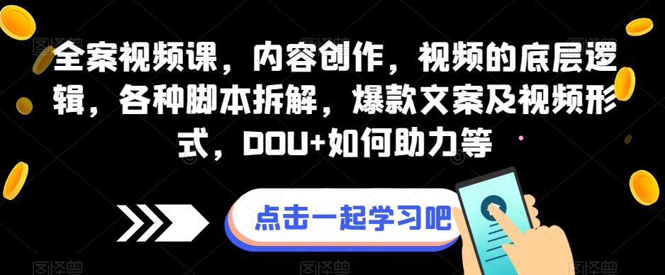 全案视频课，内容创作，视频的底层逻辑，各种脚本拆解，爆款文案及视频形式，DOU+如何助力等-鱼梓小栈