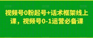 视频号0粉起号+话术框架线上课，视频号0-1运营必备课-鱼梓小栈