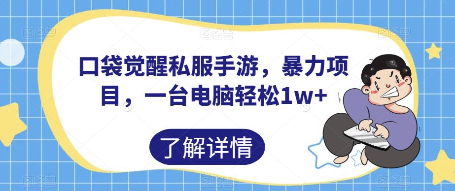 口袋觉醒私服手游，暴力项目，一台电脑轻松1w+【揭秘】-鱼梓小栈