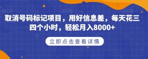 取消号码标记项目，用好信息差，每天花三四个小时，轻松月入8000+【揭秘】-鱼梓小栈