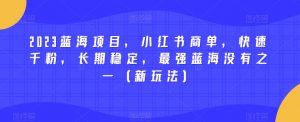 2023蓝海项目，小红书商单，快速千粉，长期稳定，最强蓝海没有之一（新玩法）-鱼梓小栈