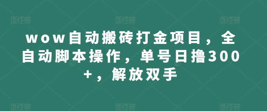 wow自动搬砖打金项目，全自动脚本操作，单号日撸300+，解放双手【揭秘】-鱼梓小栈