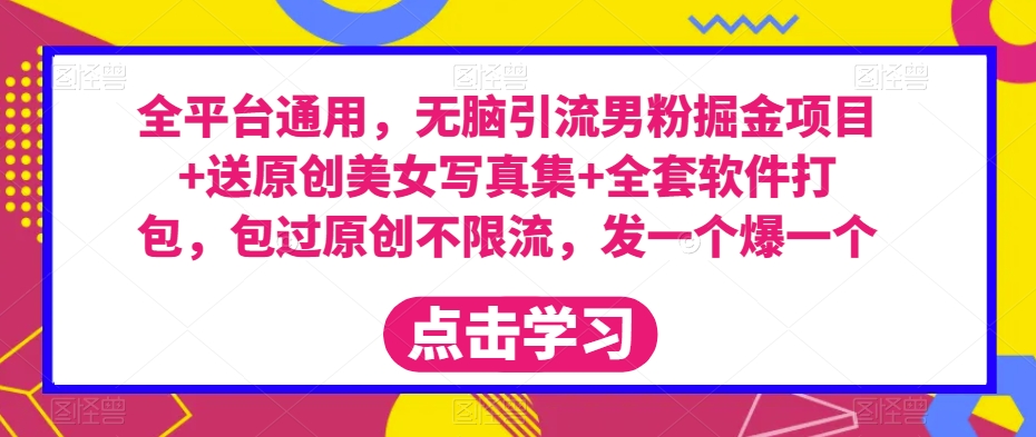 全平台通用，无脑引流男粉掘金项目+送原创美女写真集+全套软件打包，包过原创不限流，发一个爆一个【揭秘】-鱼梓小栈