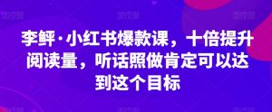 李鲆·小红书爆款课，十倍提升阅读量，听话照做肯定可以达到这个目标-鱼梓小栈