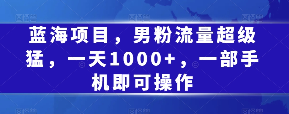 蓝海项目，男粉流量超级猛，一天1000+，一部手机即可操作【揭秘】-鱼梓小栈