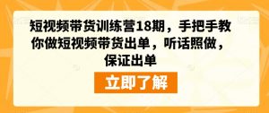 短视频带货训练营18期，手把手教你做短视频带货出单，听话照做，保证出单-鱼梓小栈