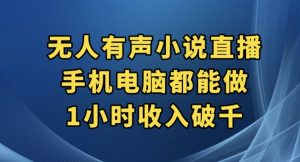抖音无人有声小说直播，手机电脑都能做，1小时收入破千【揭秘】-鱼梓小栈